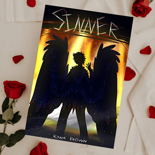 Sinner book surrounded by red roses