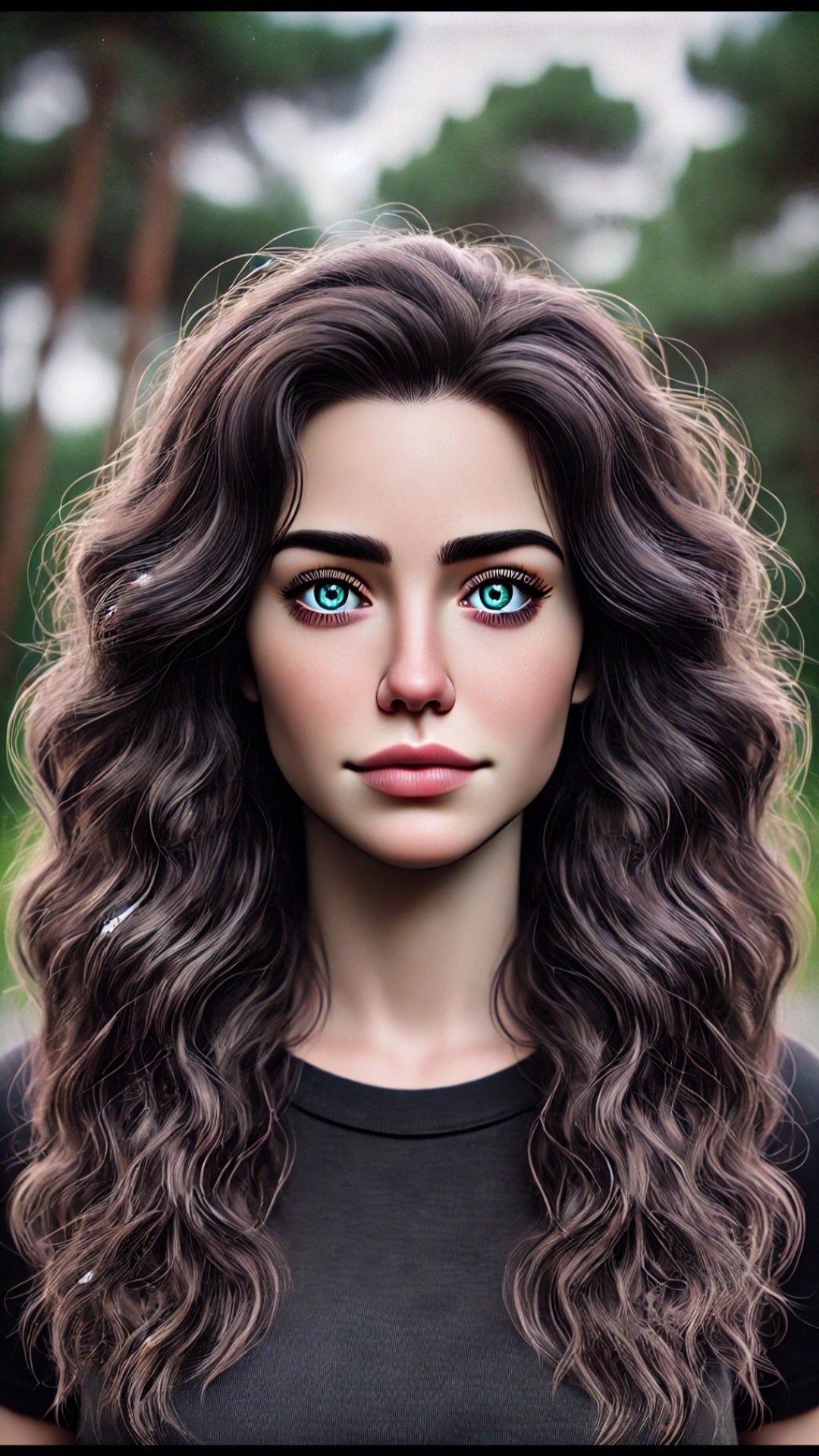 Victoria Rayne from Down Came the Rayne by Sharon Brown, a blue eyed woman with long, dark hair